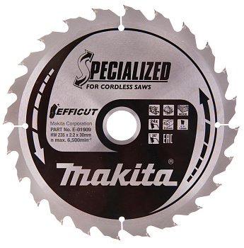 Пильный диск для дерева EFFICUT, 235 x 30 х 1.5 x 24T Makita E-01909